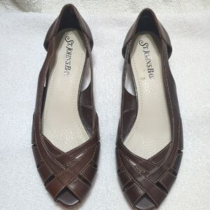 St John's Bay Brown Open Toe Shoes Leather Never Worn Size 6 M